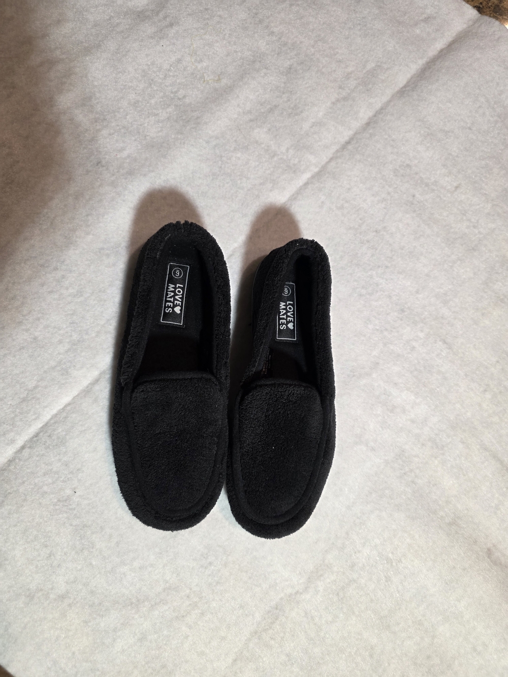 Love Black Fuzzy Slip-On Women's Moccasin Slippers